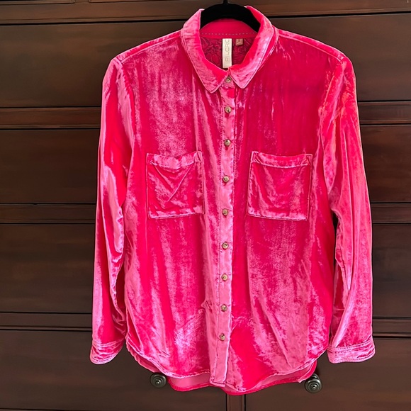 Pilcro Mara Relaxed Velvet Hip Boho Buttondown Brand New Size 4 Small - Picture 5 of 14